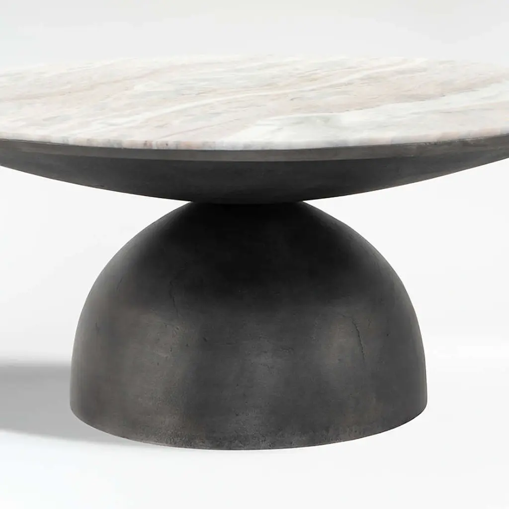 Dev Round Coffee Table - Taupe Marble and Grey Metal 02.webp