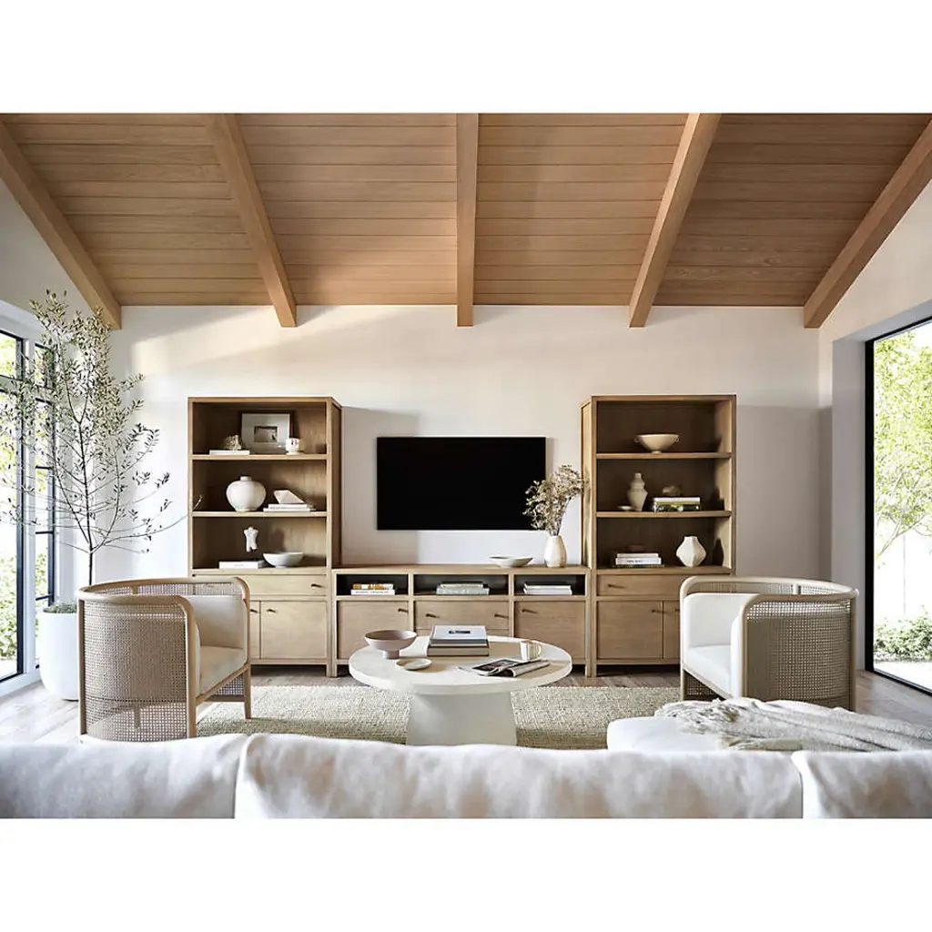 Storage Media Console Set - Natural Wood 02.webp