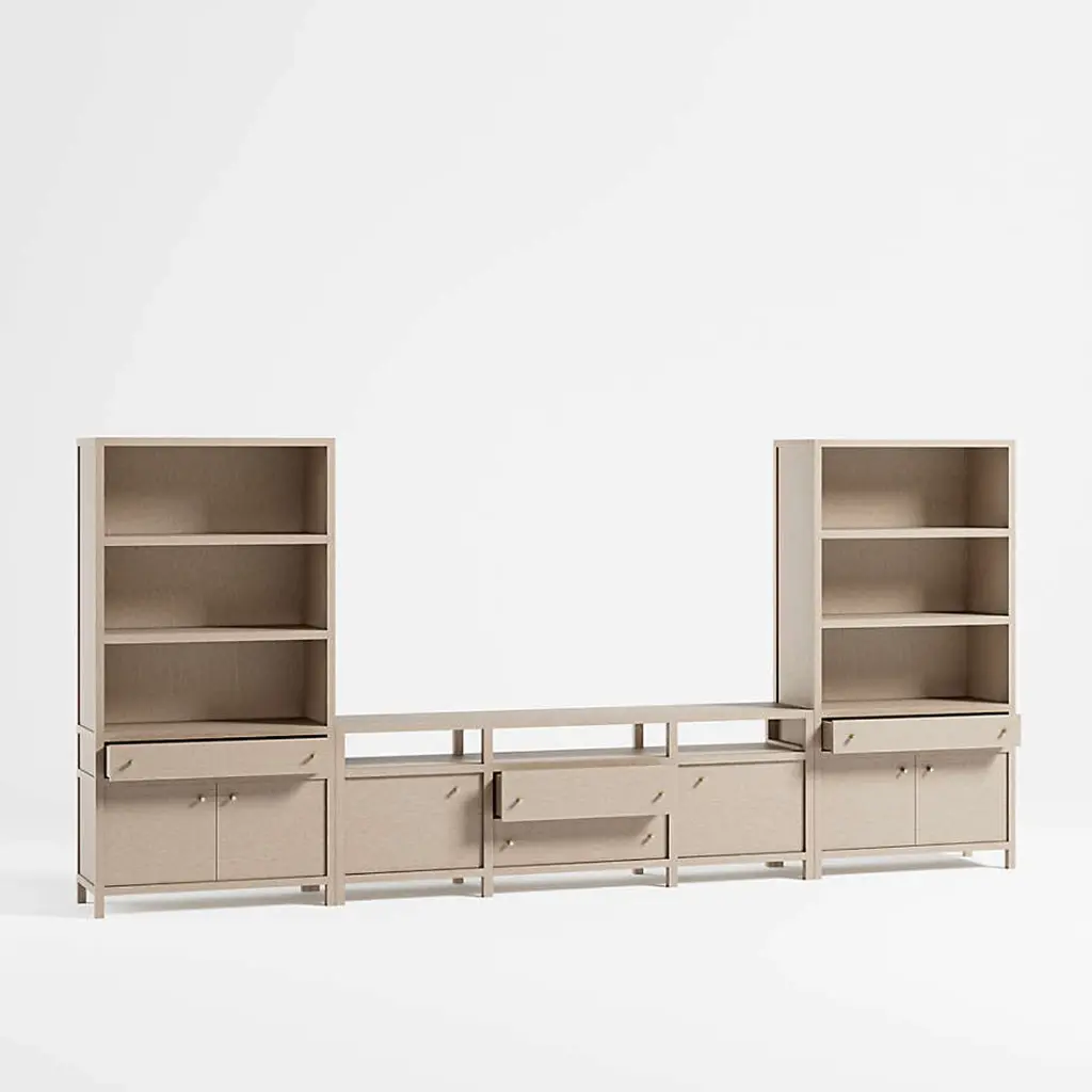 Storage Media Console Set - Natural Wood 03.webp