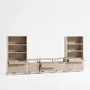 Storage Media Console Set - Natural Wood 03.webp