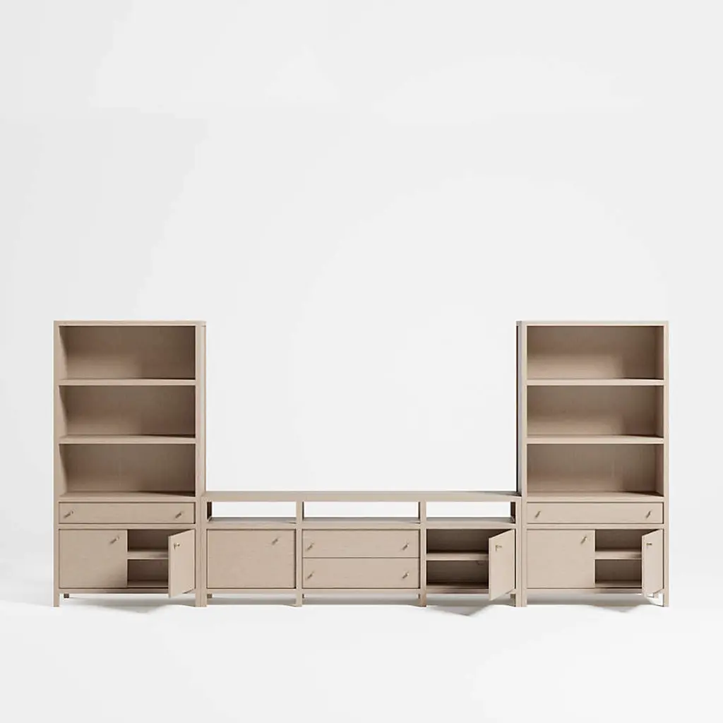 Storage Media Console Set - Natural Wood 04.webp