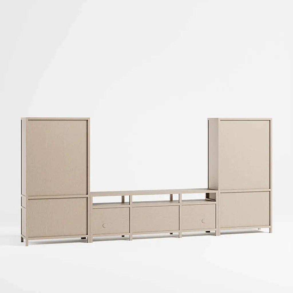 Storage Media Console Set - Natural Wood 06.webp