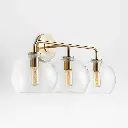 Arren Brass 3-Light Wall Sconce with Clear Round Shades 04.webp