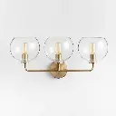 Arren Brass 3-Light Wall Sconce with Clear Round Shades 03.webp