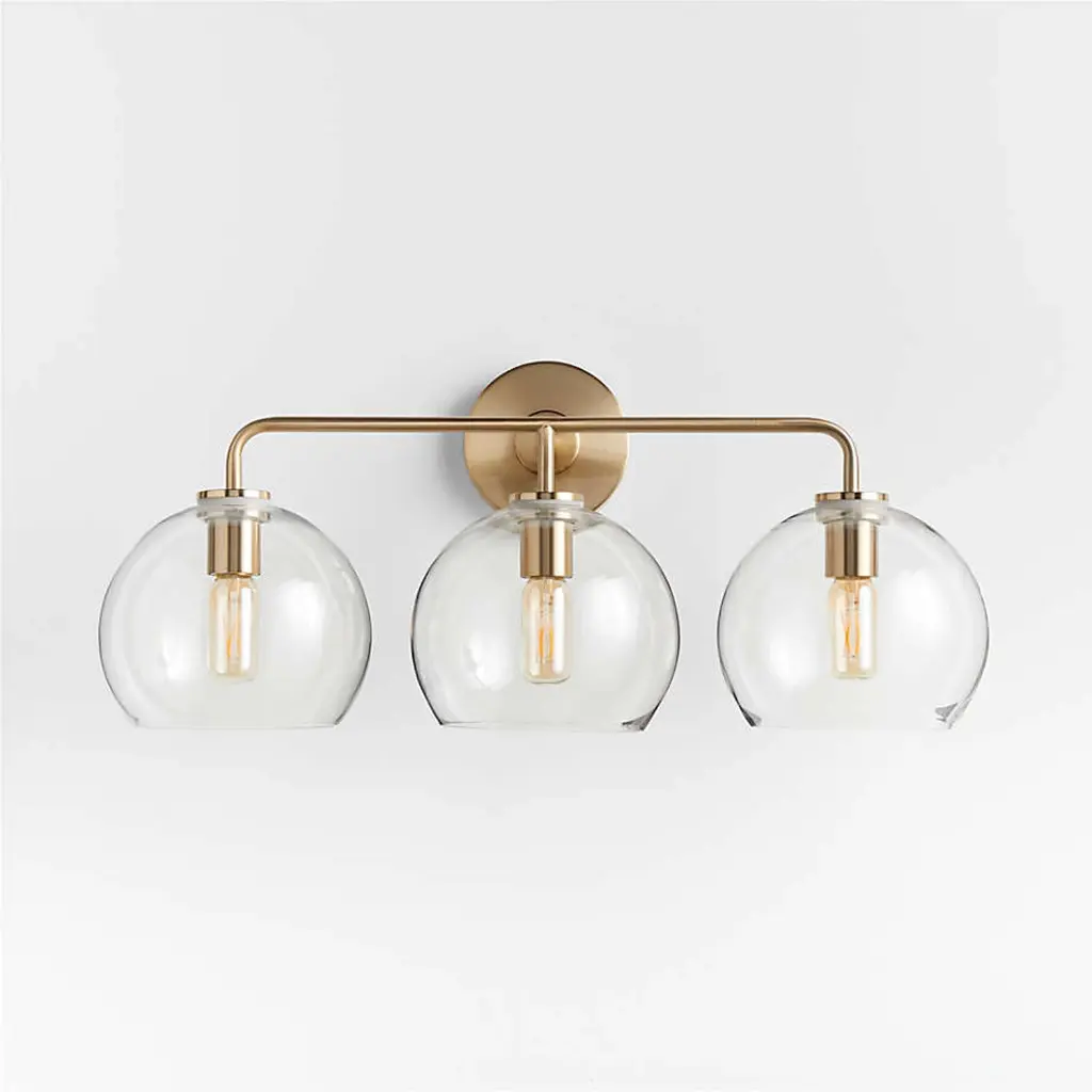 Arren Brass 3-Light Wall Sconce with Clear Round Shades 05.webp