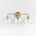 Arren Brass 3-Light Wall Sconce with Clear Round Shades 05.webp