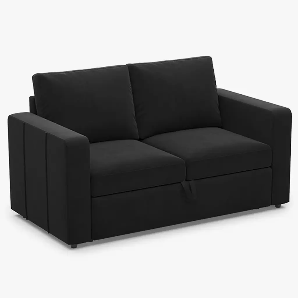 Elva 2 Seats Modular Velvet Pull-out Sleeper Sofa - Velvet Ebony black 03.webp