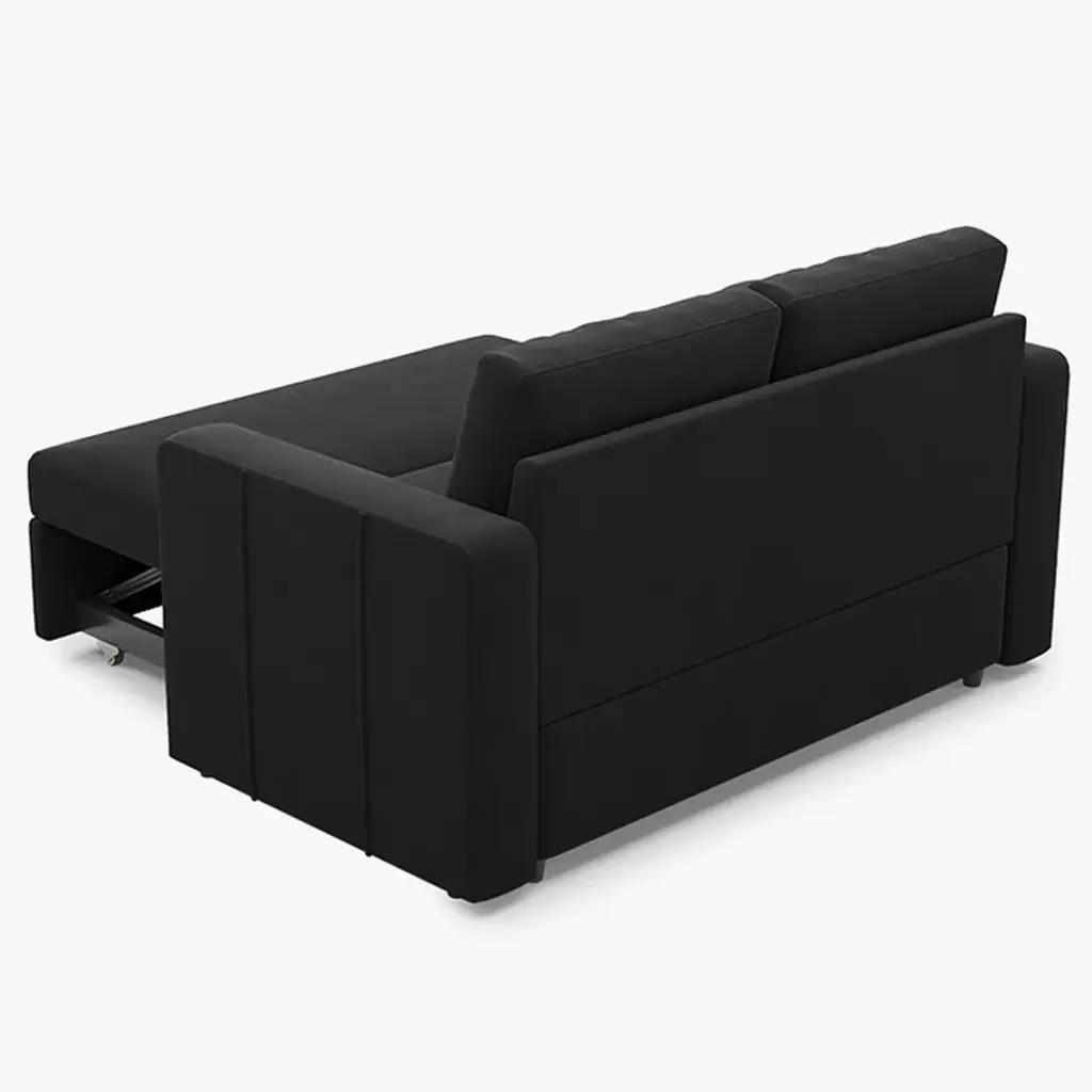 Elva 2 Seats Modular Velvet Pull-out Sleeper Sofa - Velvet Ebony black 04.webp