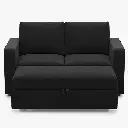 Elva 2 Seats Modular Velvet Pull-out Sleeper Sofa - Velvet Ebony black 02.webp