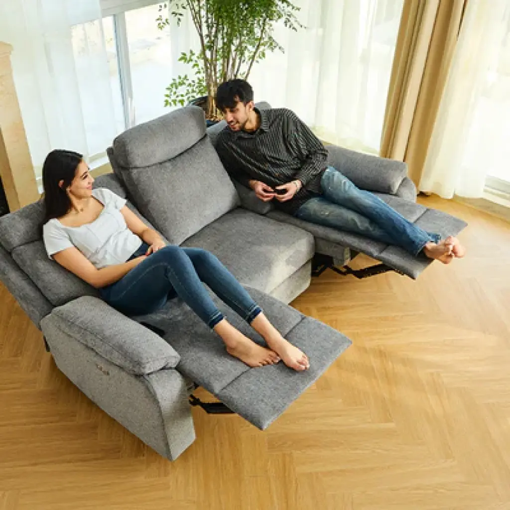 Belffin Modern Chenille Power Recliner - Light Grey 09.webp