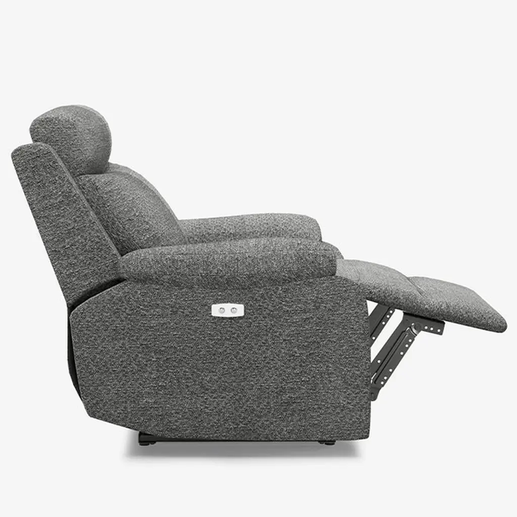 Belffin Modern Chenille Power Recliner - Light Grey 07.webp