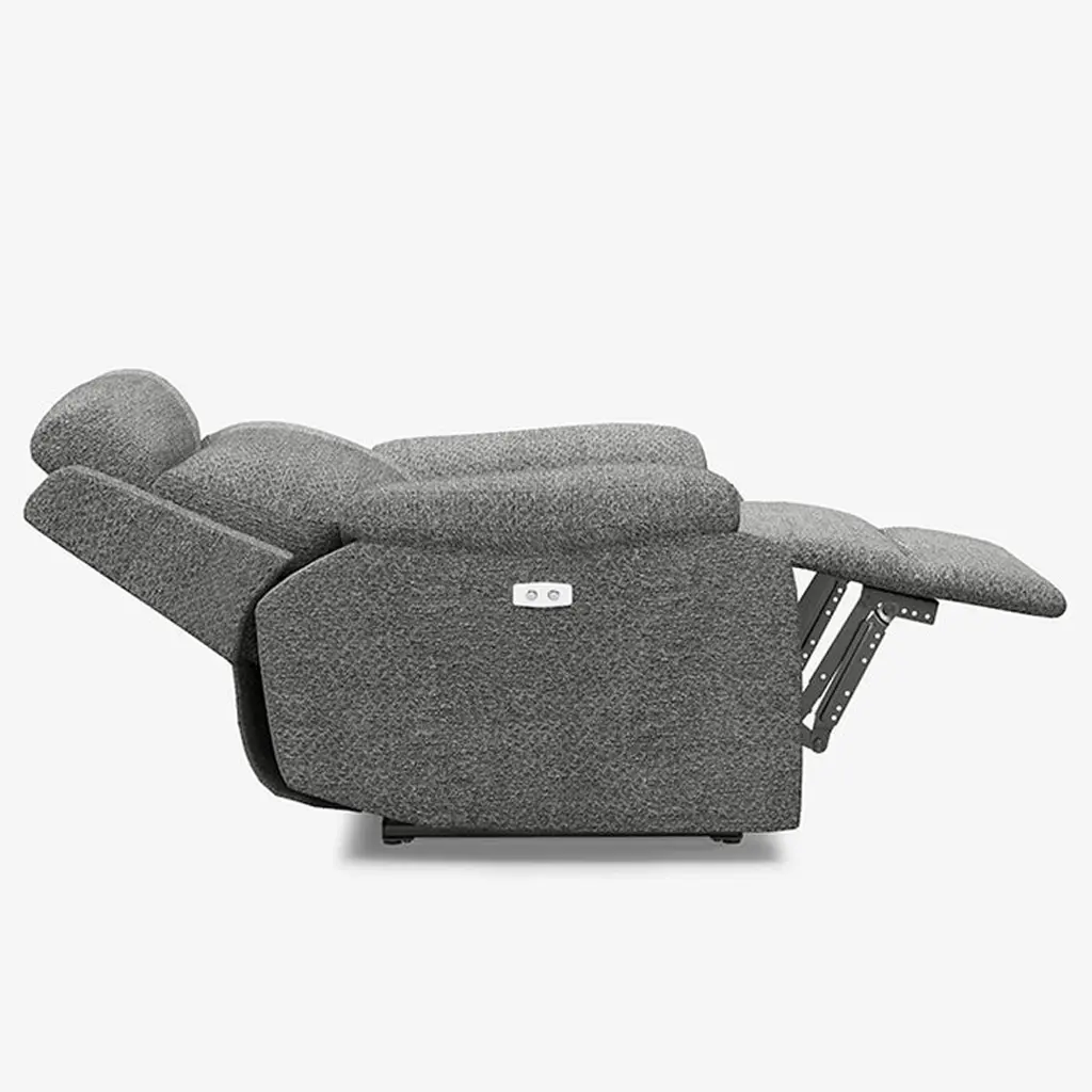 Belffin Modern Chenille Power Recliner - Light Grey 08.webp