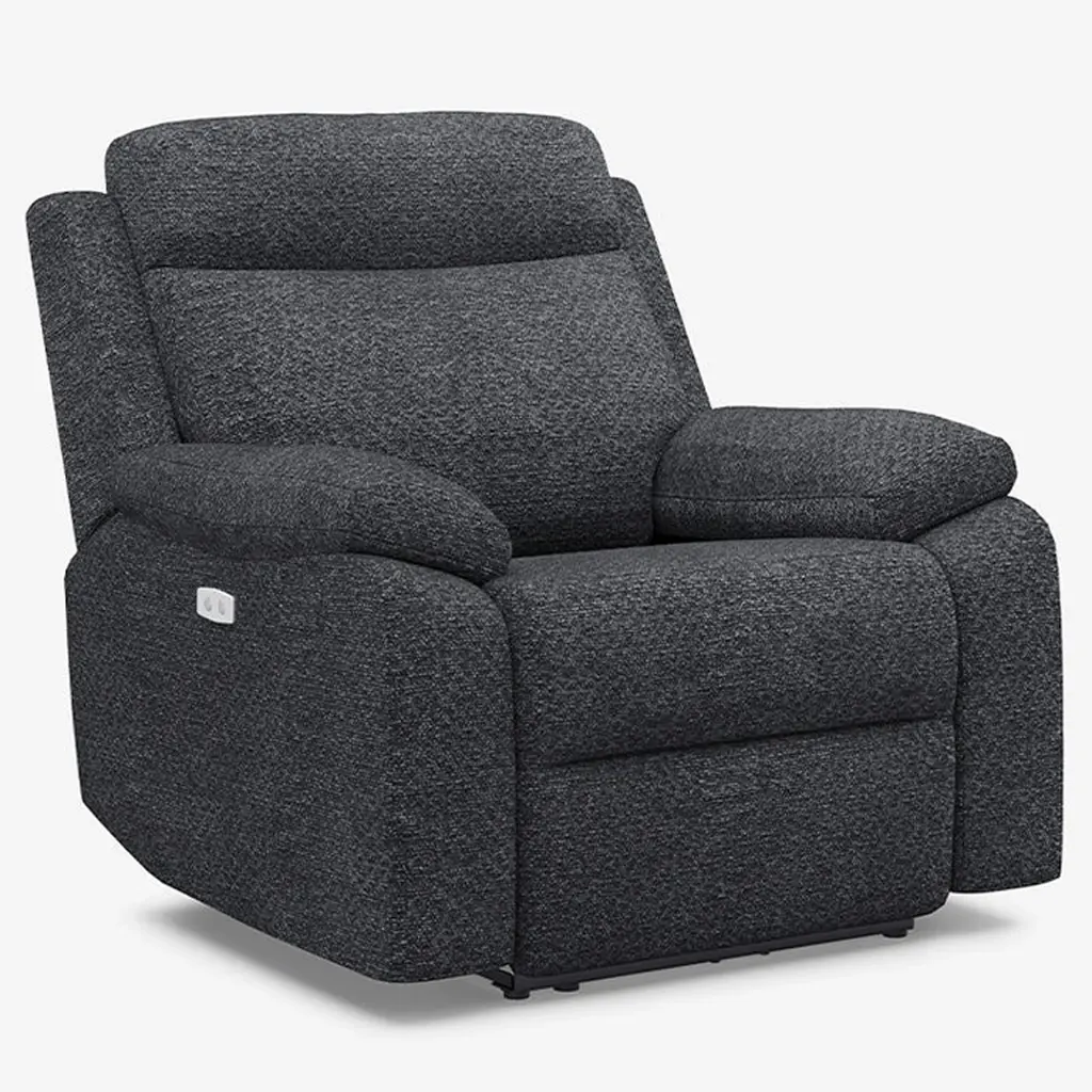 Belffin Modern Chenille Power Recliner - Dark Grey 04.webp