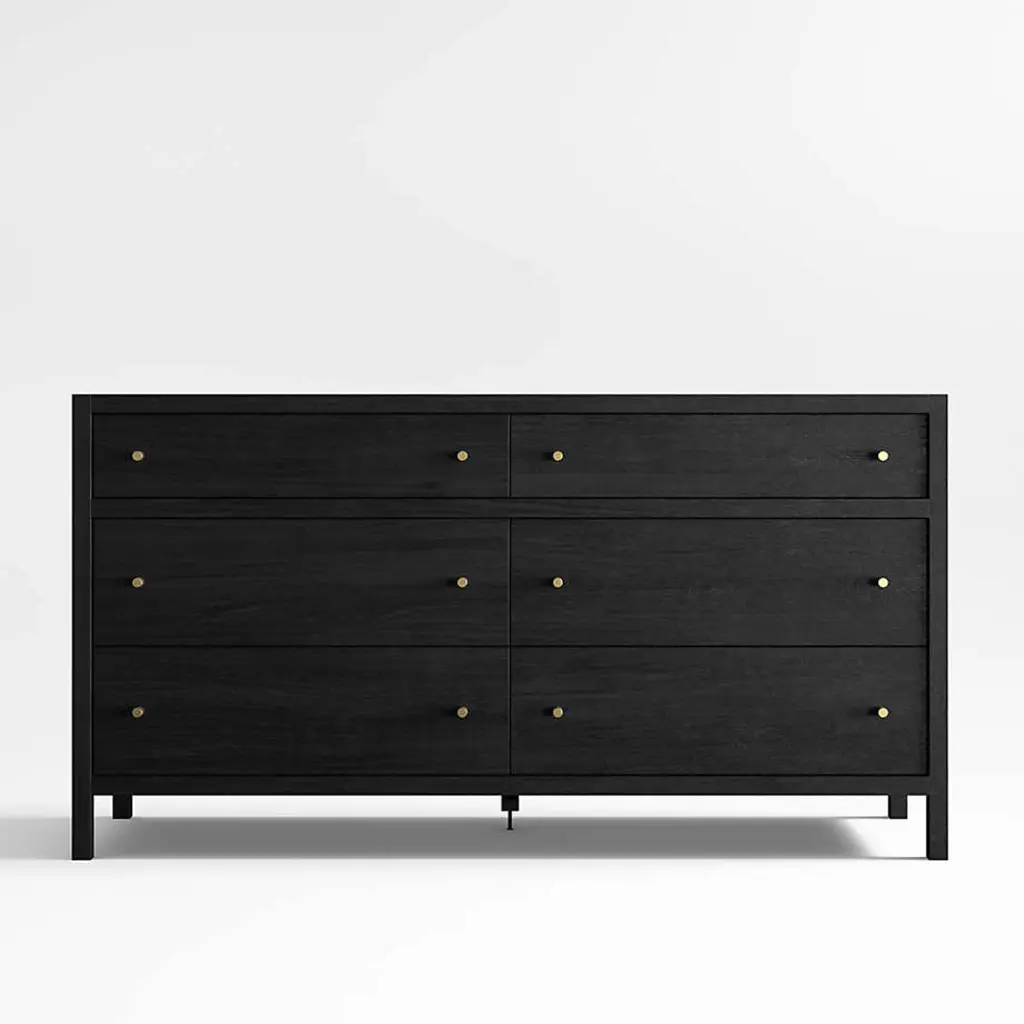 Rustic Aura Solid Wood 6-Drawer Dresser (Black Wood)