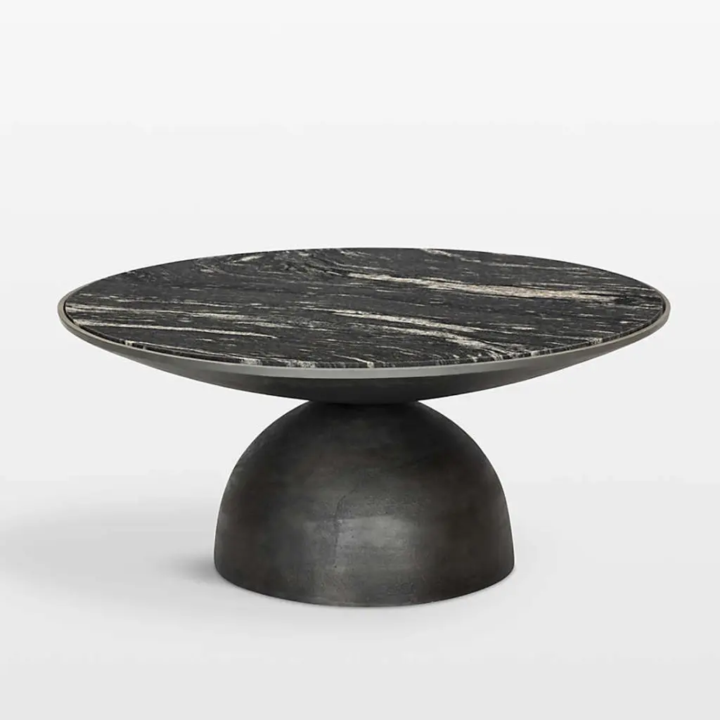 CasaLinea Rounded Marble Top Table (Marble Black)