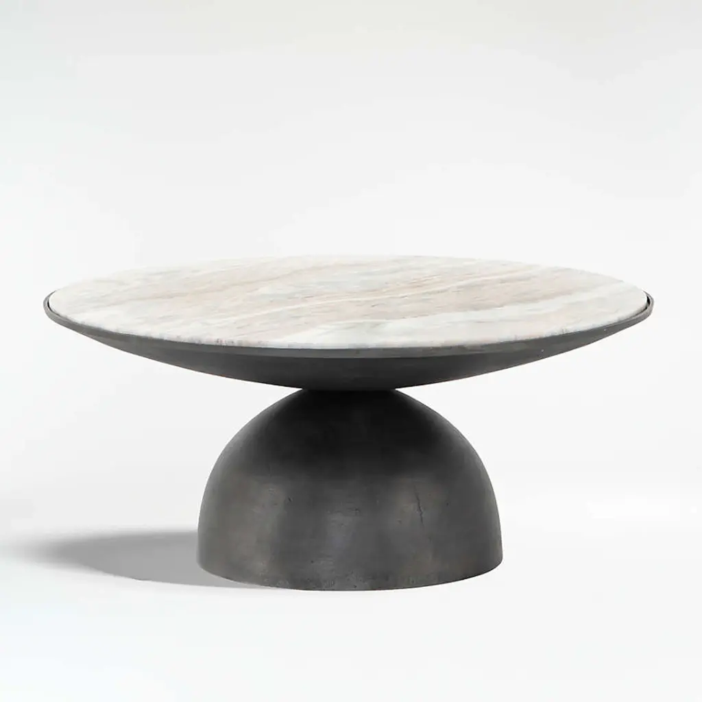 CasaLinea Rounded Marble Top Table (Marble White)