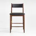 RusticAura Ash Black Leather Counter Chair